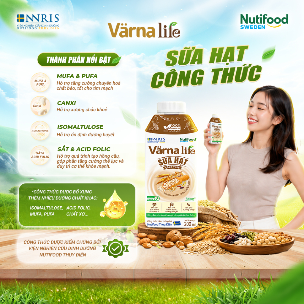 Sữa Hạt Pha Sẵn Varna Life (200ml) - Nutifood, Dinh Dưỡng 100% Tự Nhiên, Không Lactose