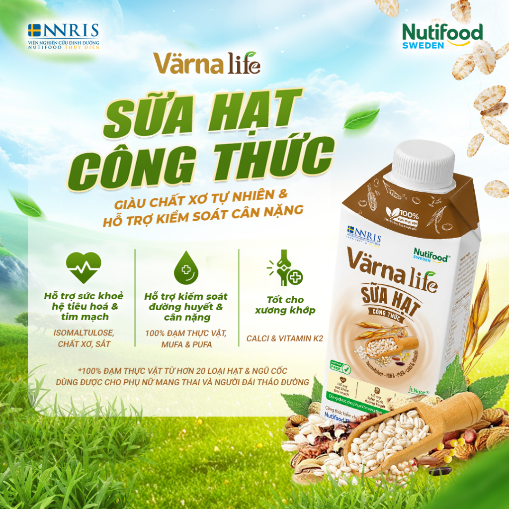 Sữa Hạt Pha Sẵn Varna Life (200ml) - Nutifood, Dinh Dưỡng 100% Tự Nhiên, Không Lactose