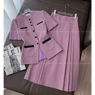 Lavender Set - Set vest nữ cổ tròn ngắn tay sang trọng - Thiết kế cao cấp MindyDesign