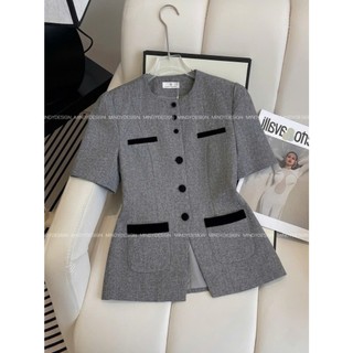Lavender Set - Set vest nữ cổ tròn ngắn tay sang trọng - Thiết kế cao cấp MindyDesign