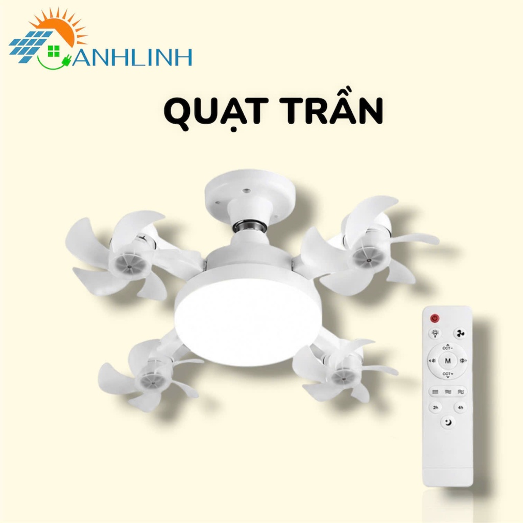 Quạt Trần Đèn Trần Siêu Mát Anhlinh Siêu Sáng Pin Trâu Kháng Nước Tặng Cáp Sạc Nhỏ Nhẹ Gọn