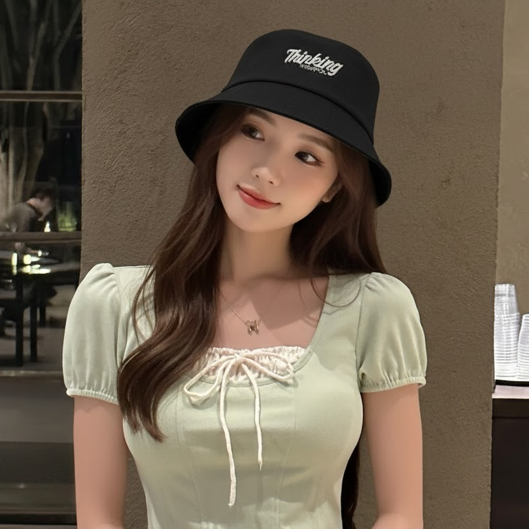 Mũ bucket vành cụp Thinking, nón tai bèo chất vải kaki dày mịn form unisex thời trang phong cách Hàn Quốc