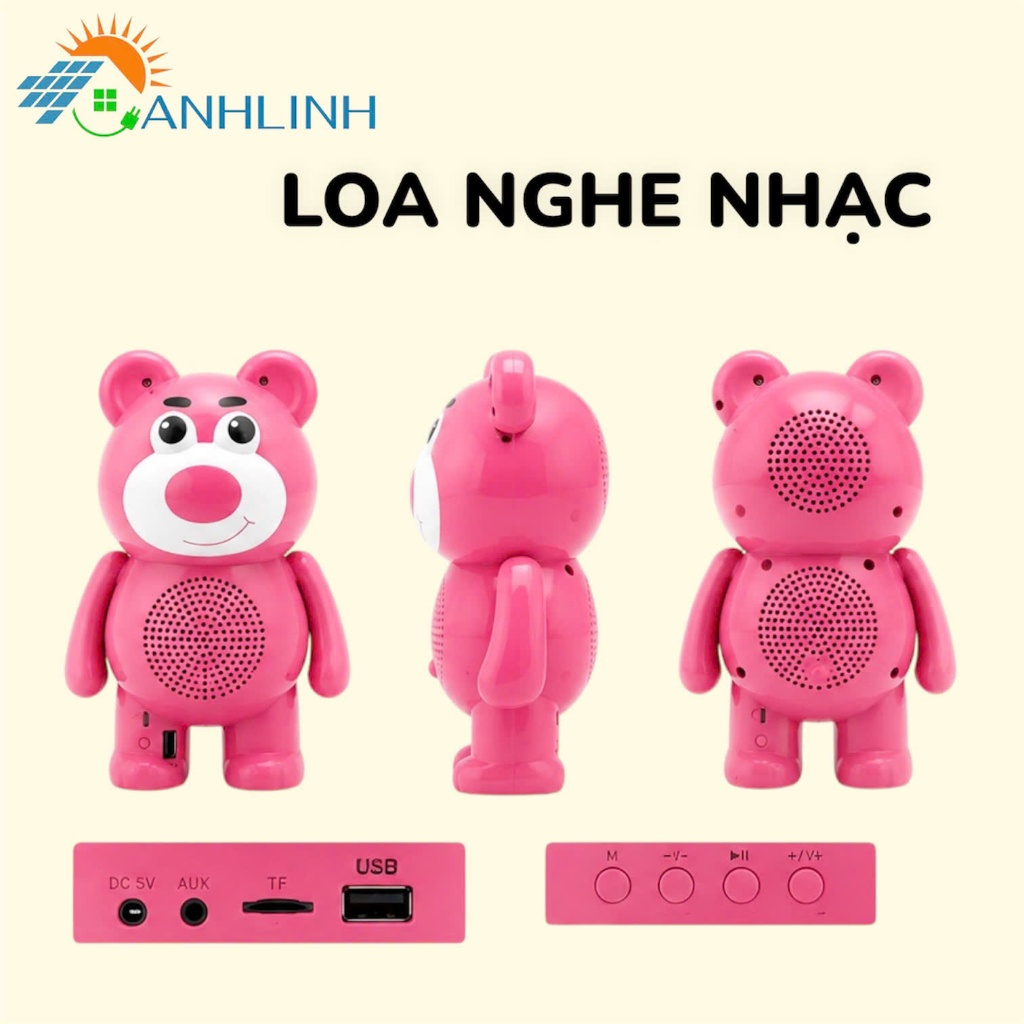 Loa Bluetooth Tích Điện Gấu Dâu Chất Lượng Bass Hay Pin Trâu Nhỏ Gọn Dùng Được Thẻ TF BH 1 Năm