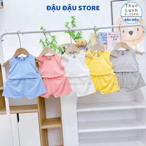 Set 2/3 bộ quần áo ba lỗ thun lạnh trơn mềm mịn mát cho bé trai gái size 5-15 kg TG-BL12 Đậu Đậu Store