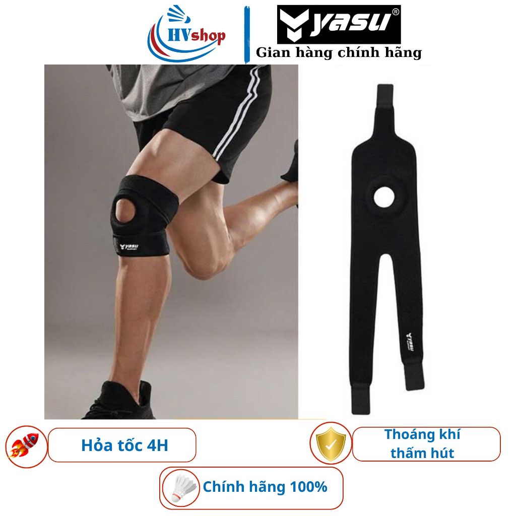 Bó gối cầu lông Yasu 4338 chính hãng, 3 đai dán chắc chắn, thấm hút và thoáng khí - HVShop