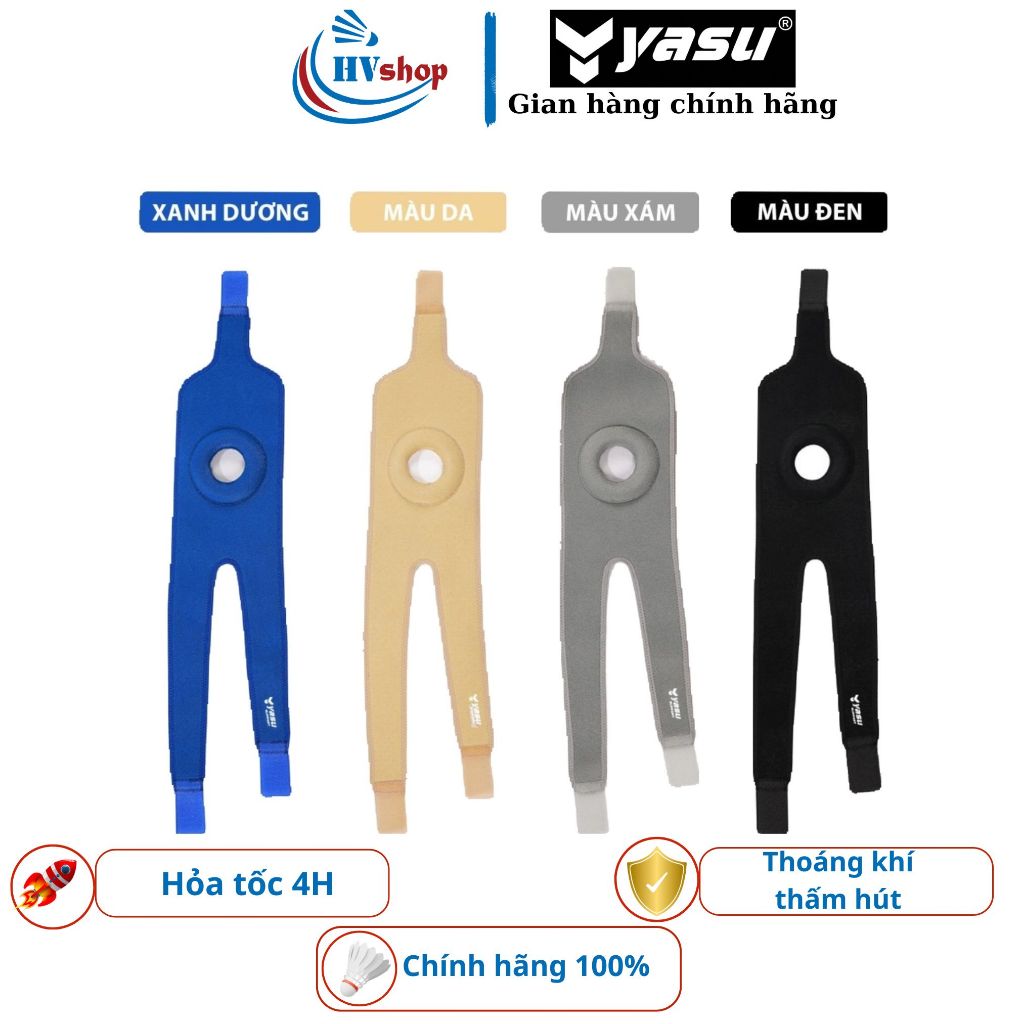 Bó gối cầu lông Yasu 4338 chính hãng, 3 đai dán chắc chắn, thấm hút và thoáng khí - HVShop
