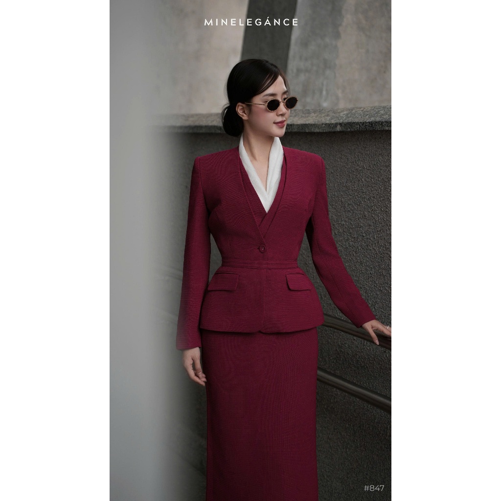 MINELEGÁNCE | SET VEST & CHÂN VÁY BÚT CHÌ THANH LỊCH, SANG TRỌNG - MIN847