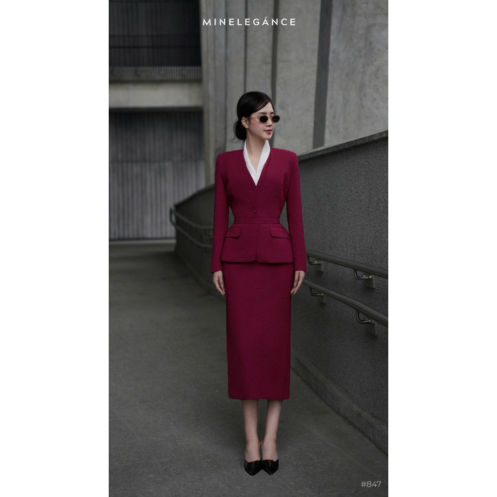 MINELEGÁNCE | SET VEST & CHÂN VÁY BÚT CHÌ THANH LỊCH, SANG TRỌNG - MIN847