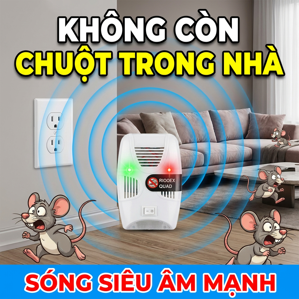 🐭Máy đuổi chuột siêu âm 360°🐭 Hoạt động êm ái, hỗ trợ xua chuột hiệu quả, an toàn cho trẻ em & thú cưng