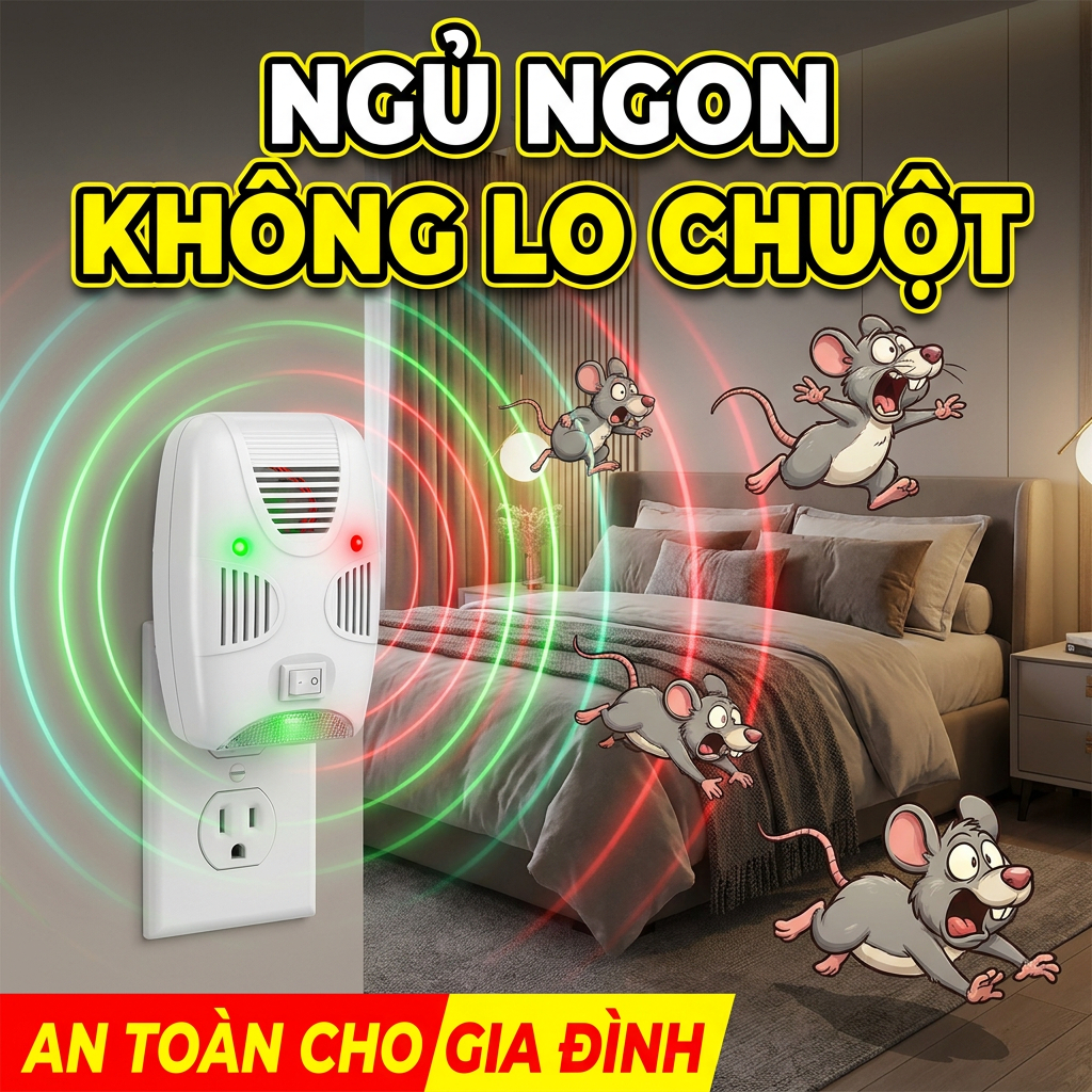 🐭Bật lên chuột tránh xa🐭 Máy đuổi chuột siêu âm cho nhà bếp, phòng ngủ, hoạt động êm ái, an toàn cho gia đình