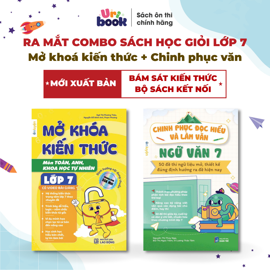 Bìa sách Combo Mở Khóa Kiến Thức và Chinh Phục Đọc Hiểu Làm Văn Ngữ Văn Lớp 7