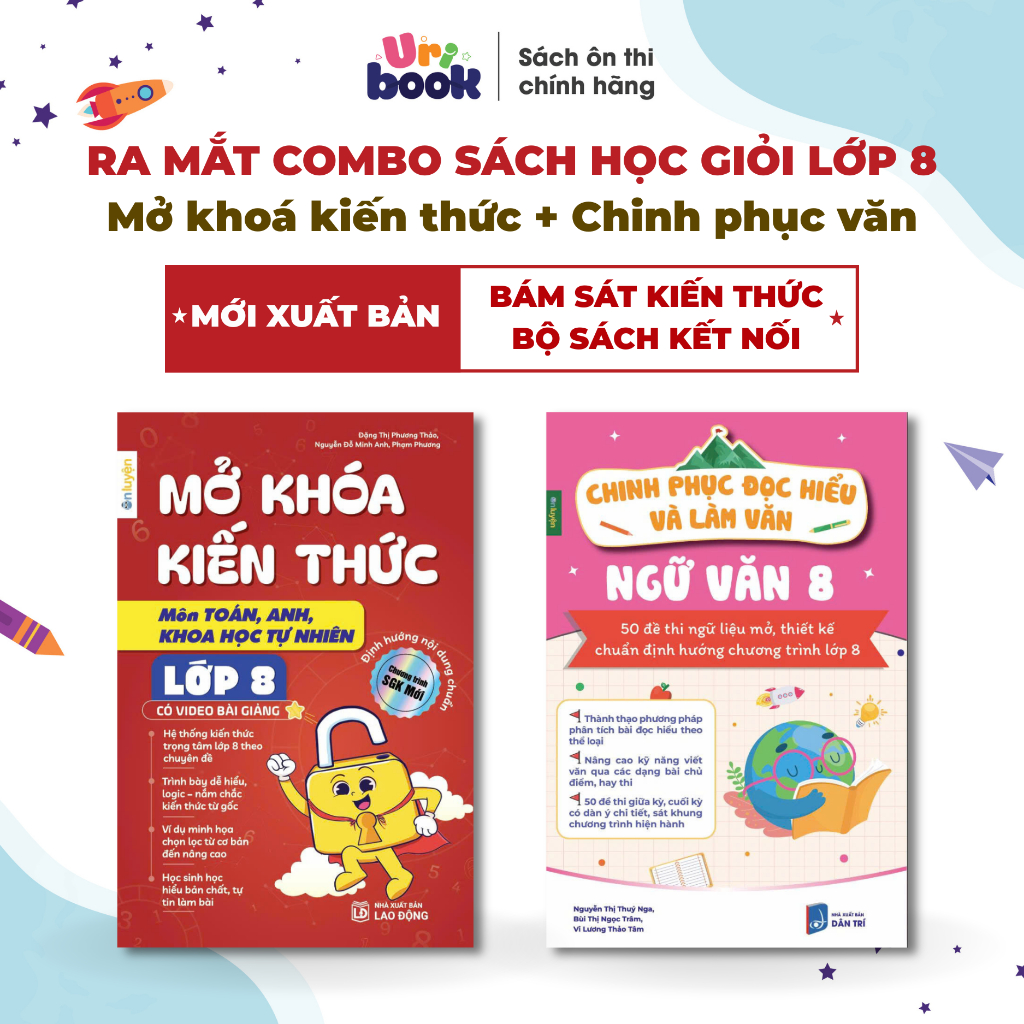 Bìa sách Combo Mở Khóa Kiến Thức và Chinh Phục Đọc Hiểu Làm Văn Ngữ Văn Lớp 8