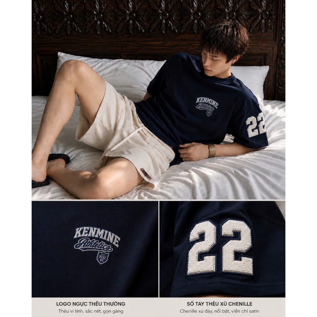 Áo Thun Nam Cotton Local Brand Kenmineclub 22 - 250GSM Premium Phiên Bản Thêu Xù