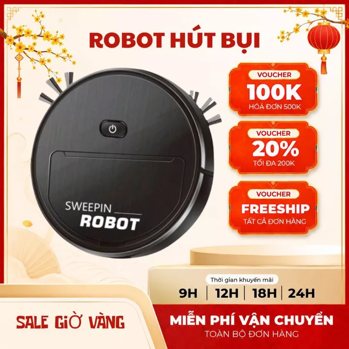 Robot Hút Bụi Lau Nhà Thông Minh SWEEPIN, Máy Hút Bụi Thông Minh Tự Động Cho Gia Đình Hot