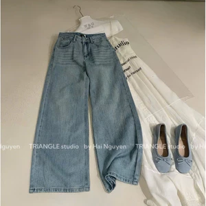 TRIANGLE - Hot Jeans chuẩn tag Wgwe (Cân nhắc kỹ, return is not welcomed) Quần jeans ống suông rộng style Hàn dễ mặc