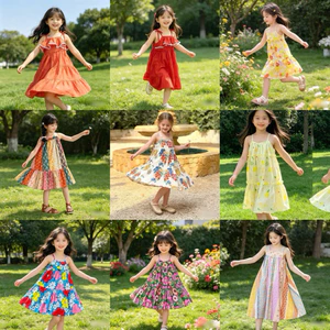 Váy Bé Gái June Sara 2 Dây Cotton Thô Đi Biển Siêu Xinh 1-10 Tuổi (10-40kg) J1917 J1482