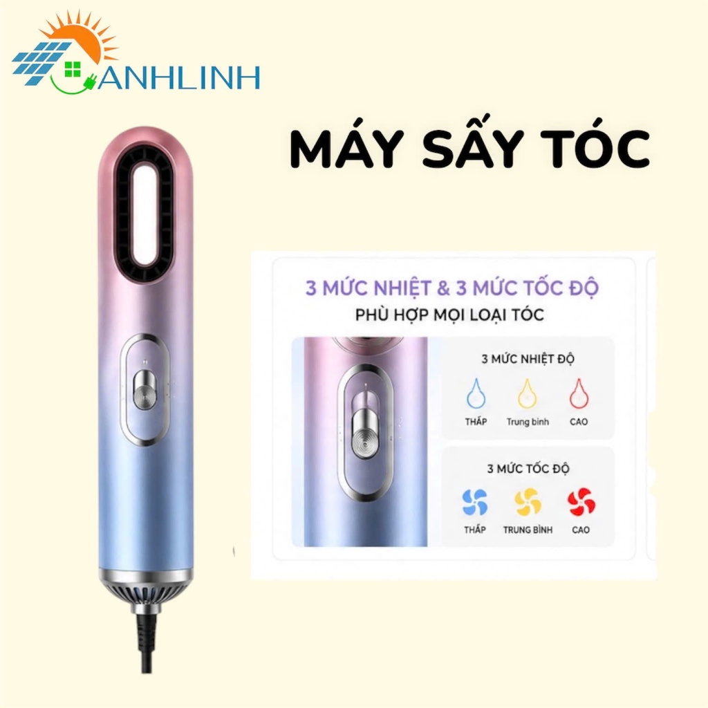 Máy Sấy Tóc Mini 3in1 Chống Hư Tóc Tạo Kiểu Công Nghệ Ion Cao Cấp 1000W Thiết Kế Nhỏ Gọn Tiện Lợi Bảo Hành 1 Năm
