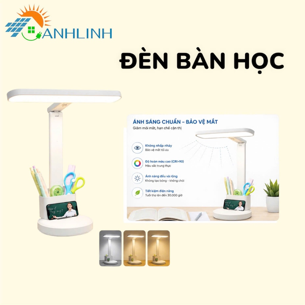 Đèn Bàn Học Bàn Làm Việc Anhlinh Chống Cận Đèn Bảo Vệ Mắt Chống Mỏi Mắt Cao Cấp Có Hộp Đựng Bút