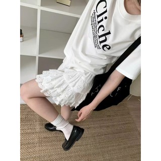 Chân Váy Ngắn Trắng Xếp Tầng Chất Boi Thêu Hoa Fairy Mini Lưng Chun Dáng Xòe Nàng Thơ - Cakecat