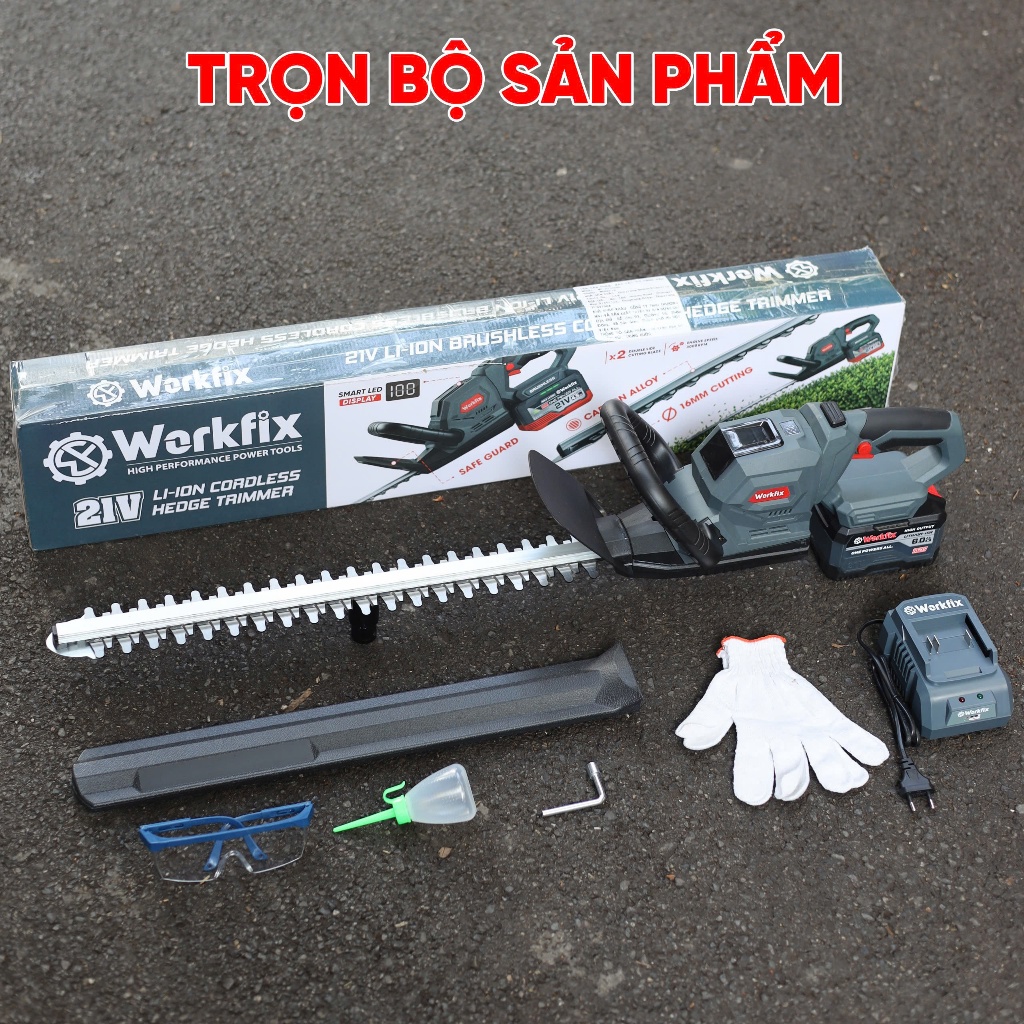 Máy Cắt Tỉa Hàng Rào Cây Cảnh WF-HT560BL Workfix, Lõi Đồng 100% - Công Suất 3000w - Tặng Mắt Kinh Và Gằng Tay