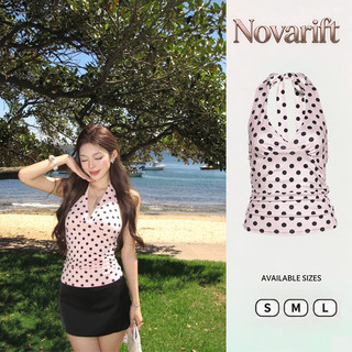 Nova-Dây áo vest nữ màu hồng chấm bi, thoáng mát phù hợp mùa hè vàwear tại bãi biển