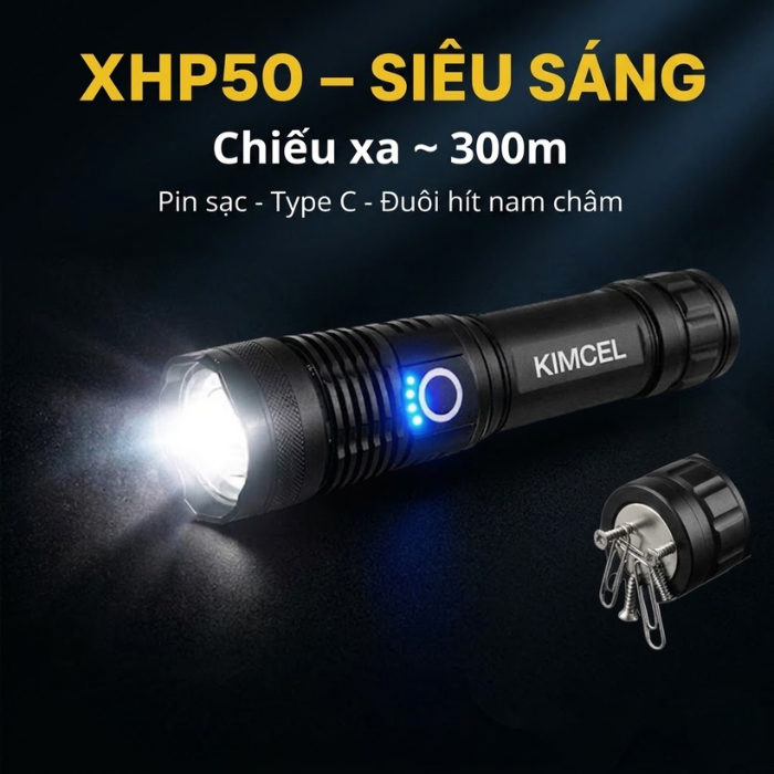 Đèn pin siêu sáng XHP50-Sản phẩm chính hãng -Đèn pin cầm tay