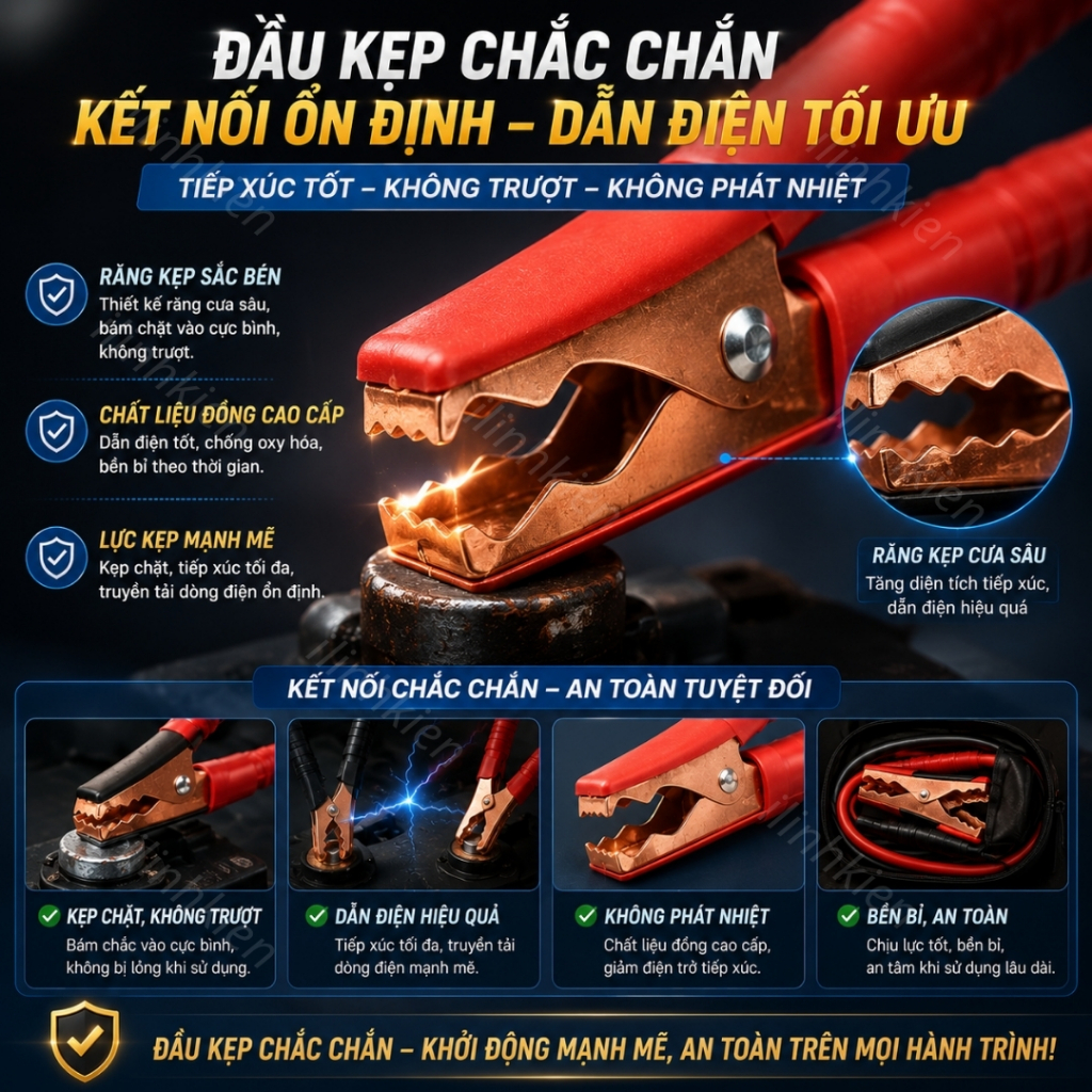 Kẹp bình acquy 50A 100A dày 0.6mm (đen + đỏ) chất lượng cao ilinhkien.