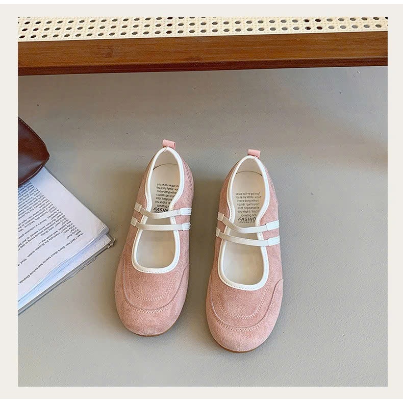 Giày Búp Bê Nữ, Giày Ballet 2 Quai Chun Mũi Tròn Đế Bệt Nhiều Màu Sắc Thời Trang N38.