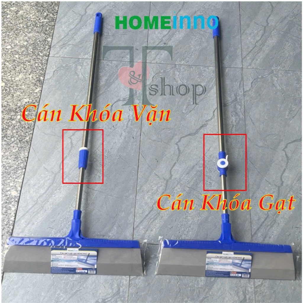[HỎA TỐC] Cây Gạt Nước, Gạt Sàn Nhà Lưỡi Eva 43cm Homeinno Cán Tăng Đơ Thu Ngắn 90 cm - Kéo Dài 1m4