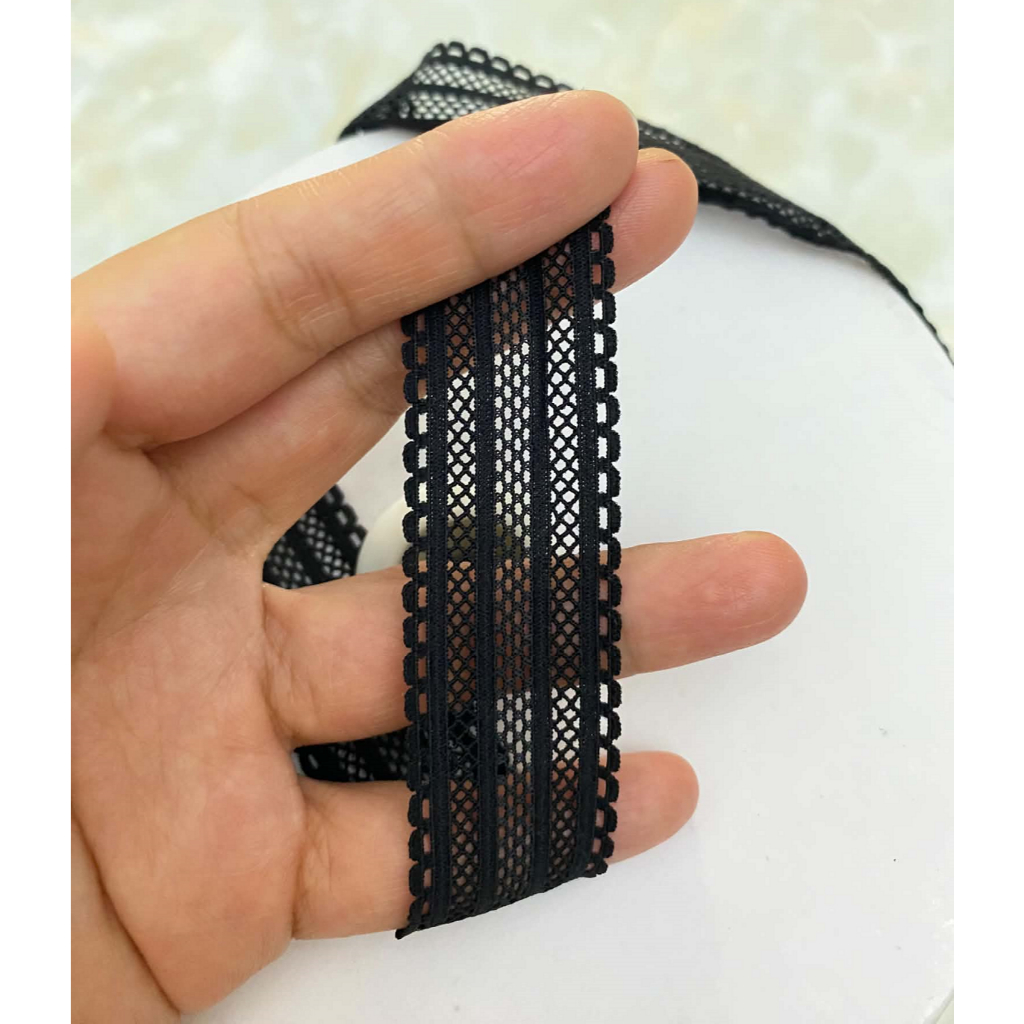 [Tín đồ DIY] Ren thun viền 2,4cm chất mỏng mịn co giãn tốt dùng may nội y tất lưới viền khăn voan đồ handmade
