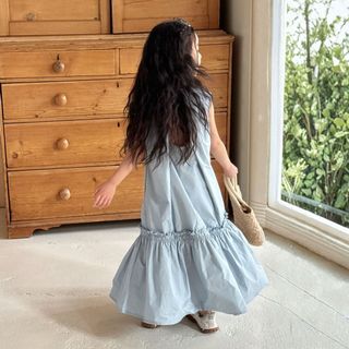 Váy Dài Bé Gái Dây Suông Đuôi Cá Xanh Tiểu Thư Mellow Duck (4-13 Tuổi) B2604065