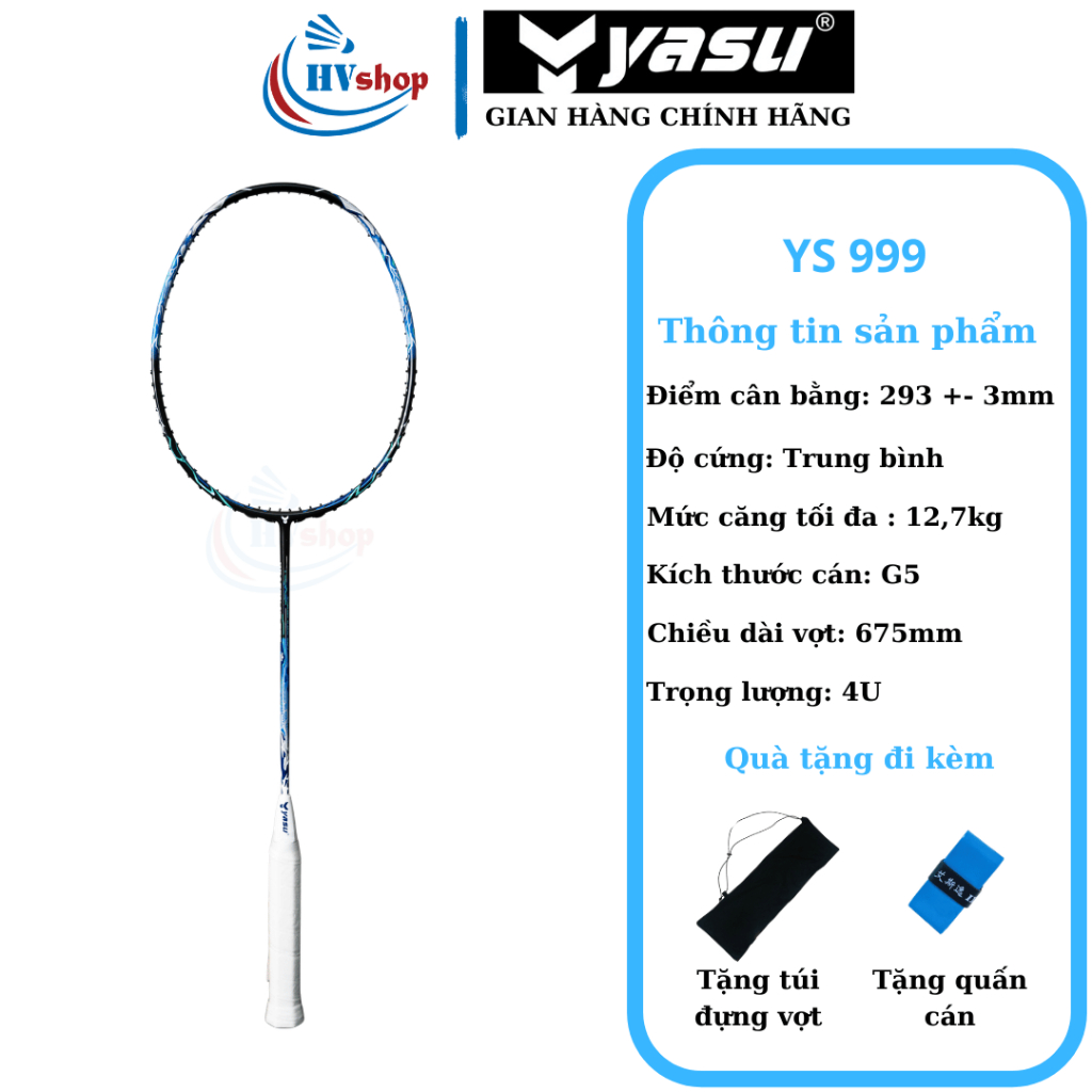 Vợt cầu lông Yasu Dragon YS 999 chính hãng, tặng 03 món quà, bảo hành 03 tháng - HVShop