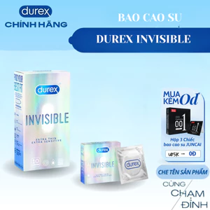 Bao cao su Durex Invisible siêu mỏng, nhiều gel, size 52mm, hộp 10 bao - Med love