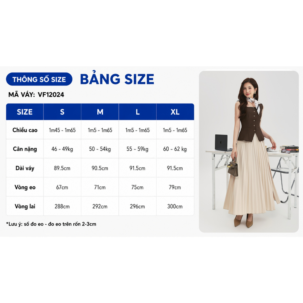 Chân Váy Dập Li GUMAC Kiểu Rẽ Quạt Có Độ Xòe Rũ Tự Nhiên Trẻ Trung Dễ Phối VF12024