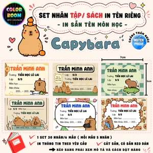 Nhãn Vở/Sách CAPYBARA In Theo Yêu Cầu - ColorBoom