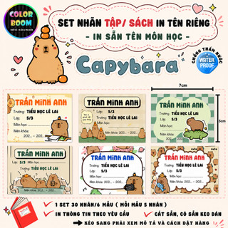 [ IN TÊN THEO YÊU CẦU] Nhãn Vở/Sách CAPYBARA In Theo Yêu Cầu  - ColorBoom