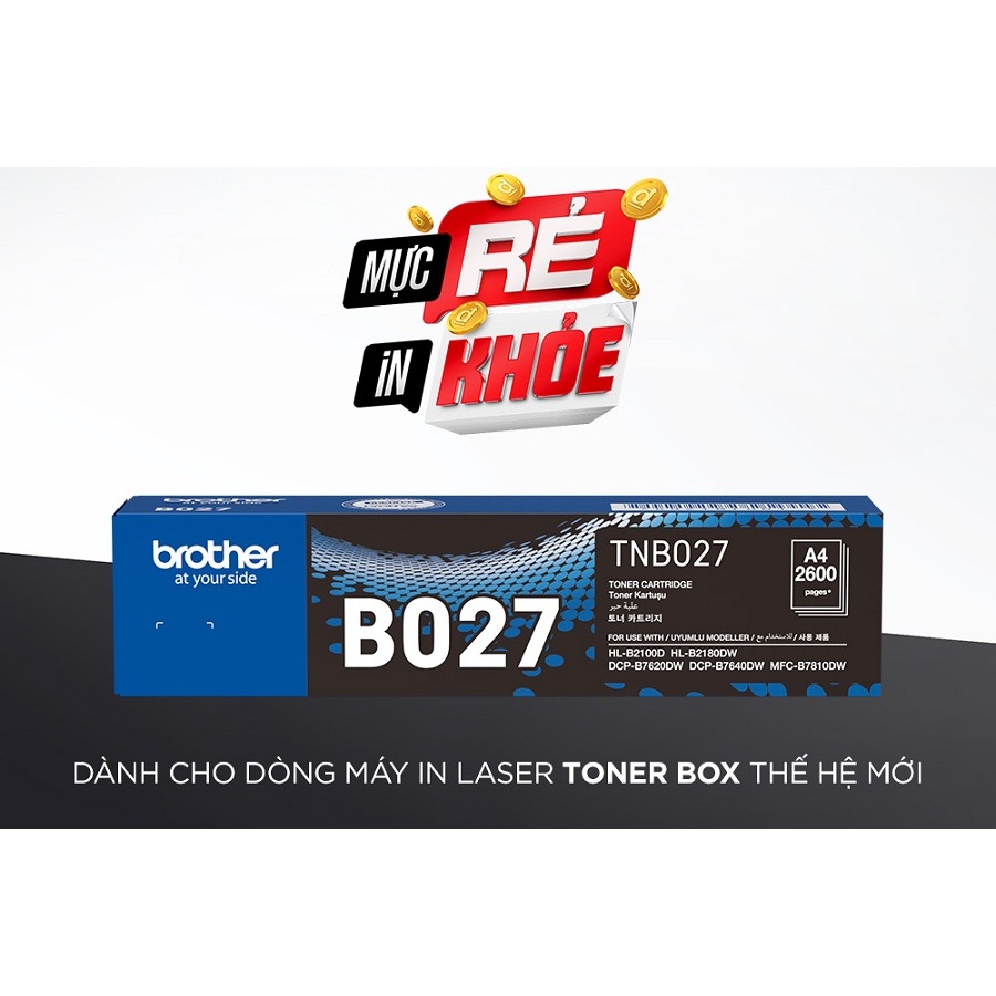 Mực in laser TNB027 dành cho máy in Brother B2100d/B2180dw, B7620DW/B7640dw, B7810dw