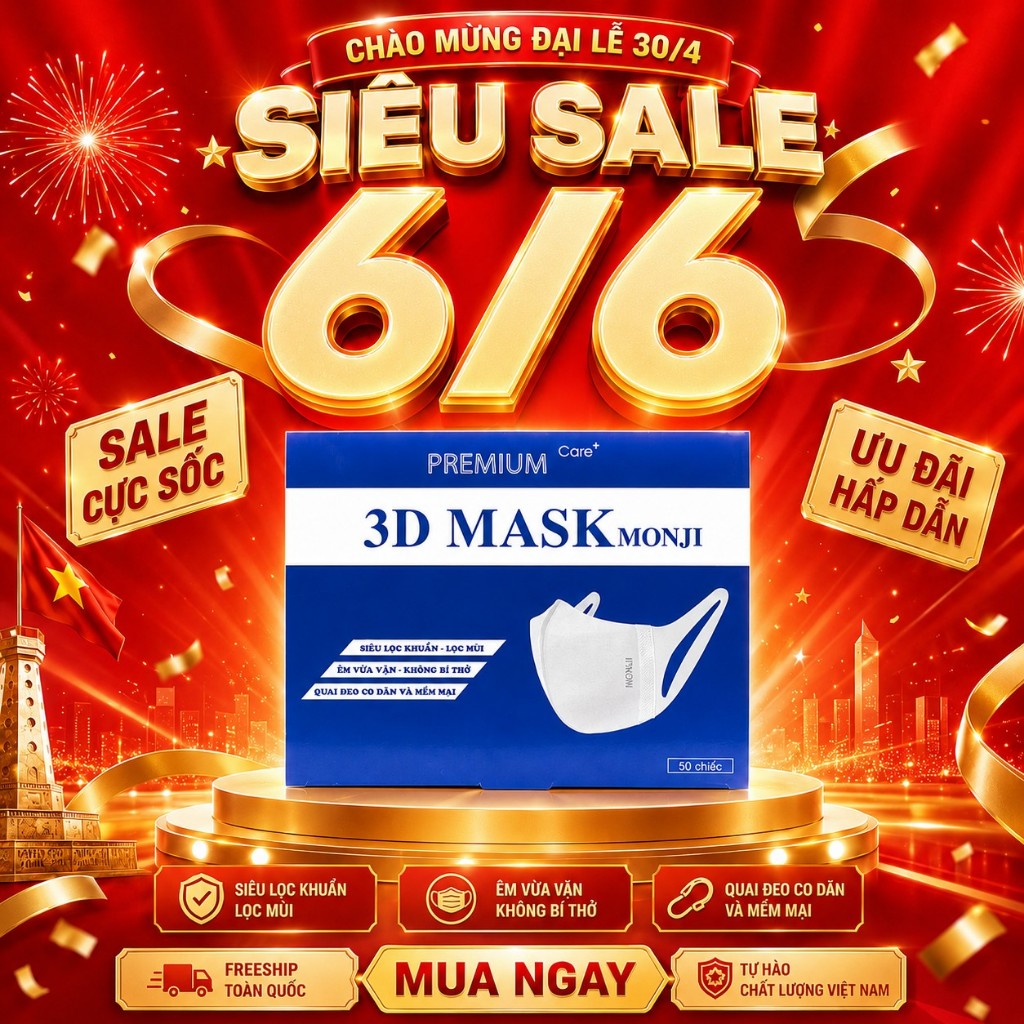Khẩu Trang 3D Mask Monji công nghệ dập Nhật Bản hộp 50 cái