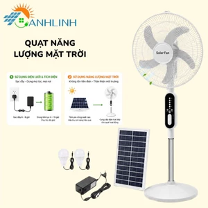 Quạt Năng Lượng Mặt Trời Anhlinh Quạt Tích Điện Mẫu Mới 2025 Có Đèn Led Sạc Điện Thoại Củ Sạc 220V