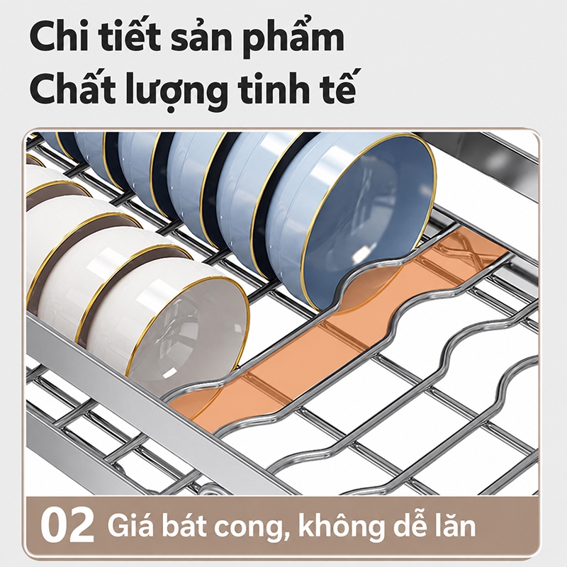 Lifinity Kệ Bồn Rửa Chén Inox 2 Tầng Đa Năng Có Khay Dao Thớt Giá Úp Ly Chén Bát