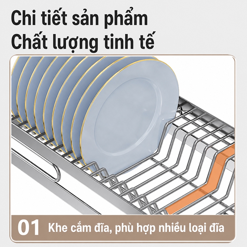 Lifinity Kệ Bồn Rửa Chén Inox 2 Tầng Đa Năng Có Khay Dao Thớt Giá Úp Ly Chén Bát