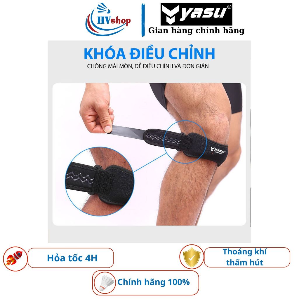 Bó gối thể thao cầu lông Yasu 7920, có silicon chống trơn trượt, bảo vệ dây chằng gối - HVShop