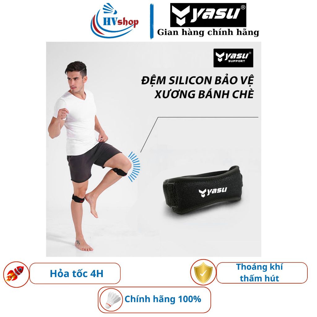 Bó gối thể thao cầu lông Yasu 7920, có silicon chống trơn trượt, bảo vệ dây chằng gối - HVShop