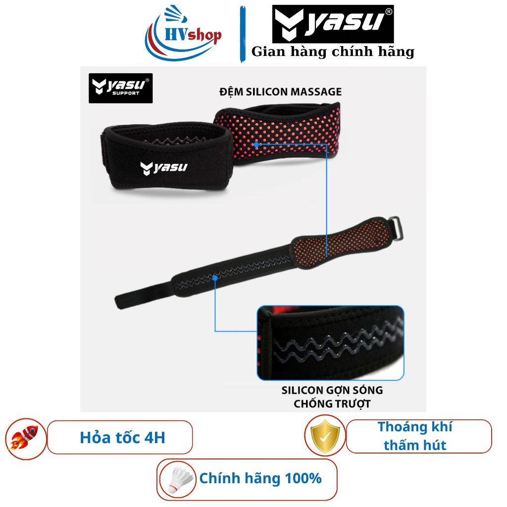 Bó gối thể thao cầu lông Yasu 7920, có silicon chống trơn trượt, bảo vệ dây chằng gối - HVShop