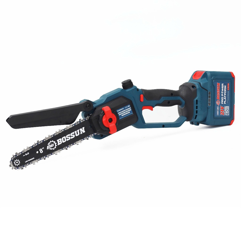 Máy Cưa Xích Pin BS BOSSUN BS-CS08BLC, Lam Xích 8inch, Không Chổi Than - 15cell - Có Tra Nhớt
