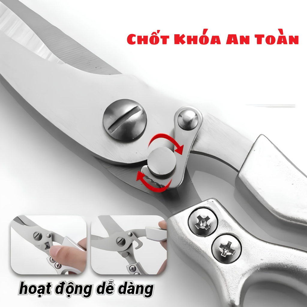 Kéo Cắt Đa Năng Trợ Lực Sắc Bén Dạng Công Thái Học, Chuyên Cắt Xương Gà- Xương Sườn Sắc Bén Lưỡi Kéo Thép Không Rỉ