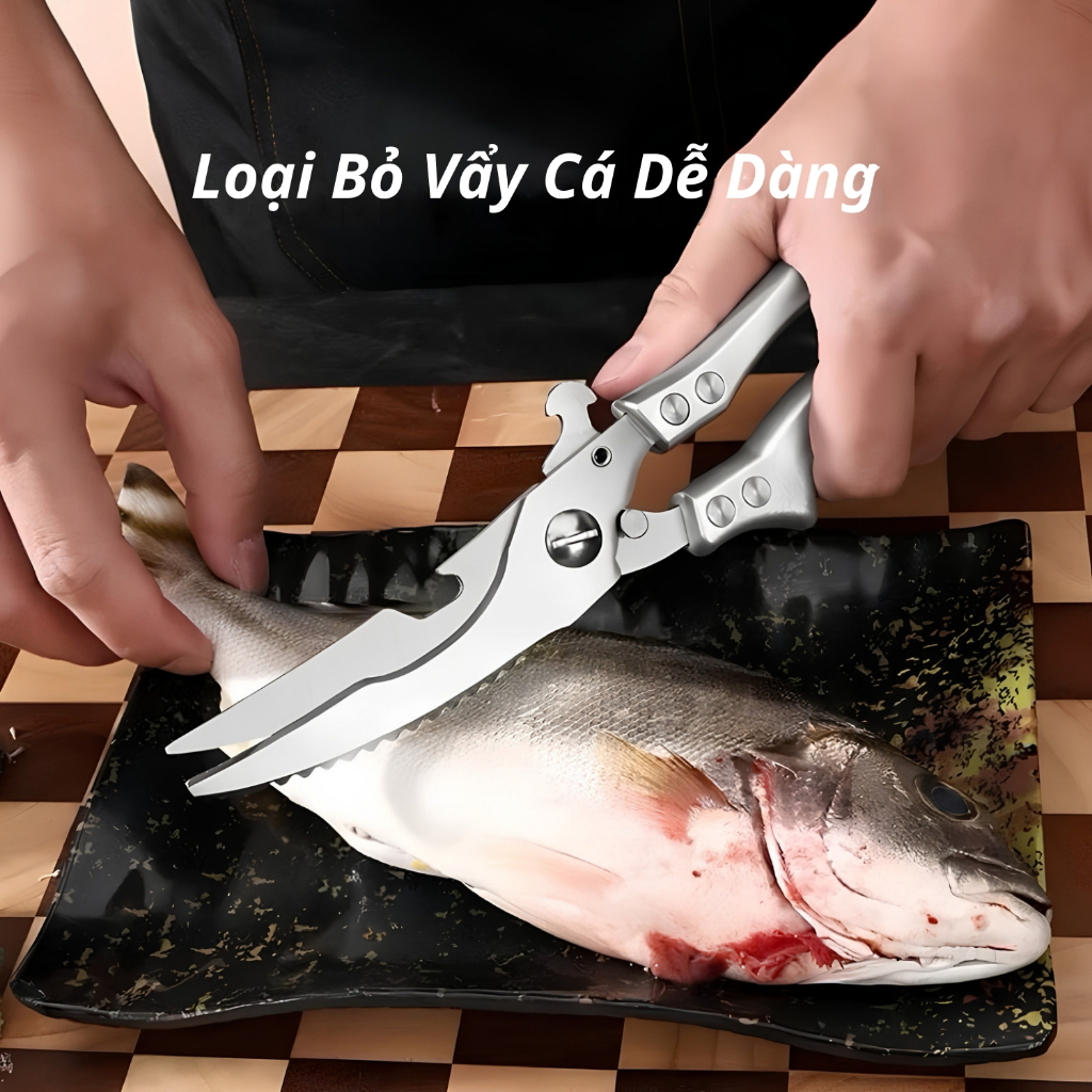 Kéo Cắt Đa Năng Trợ Lực Sắc Bén Dạng Công Thái Học, Chuyên Cắt Xương Gà- Xương Sườn Sắc Bén Lưỡi Kéo Thép Không Rỉ