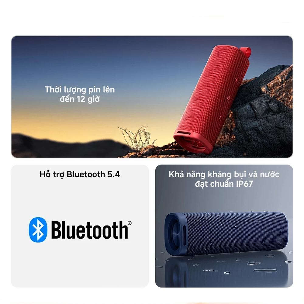 Loa Bluetooth Kháng Nước Kháng Bụi Kết Nối Loa Đôi Âm Thanh Chân Thực Công suất 30W Dung lượng Pin khủng