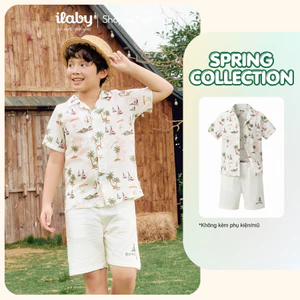 [ILABY 10-40kg] Set bộ hè bé trai, áo sơ mi cotton và quần đùi thô cao cấp thoáng mát [3849]