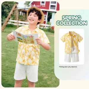 [ILABY 10-40kg] Đồ bộ hè bé trai, áo polo cotton và quần đùi thô vibe biển [3742]